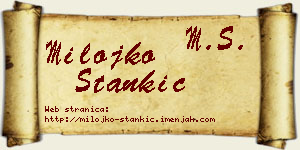Milojko Stankić vizit kartica